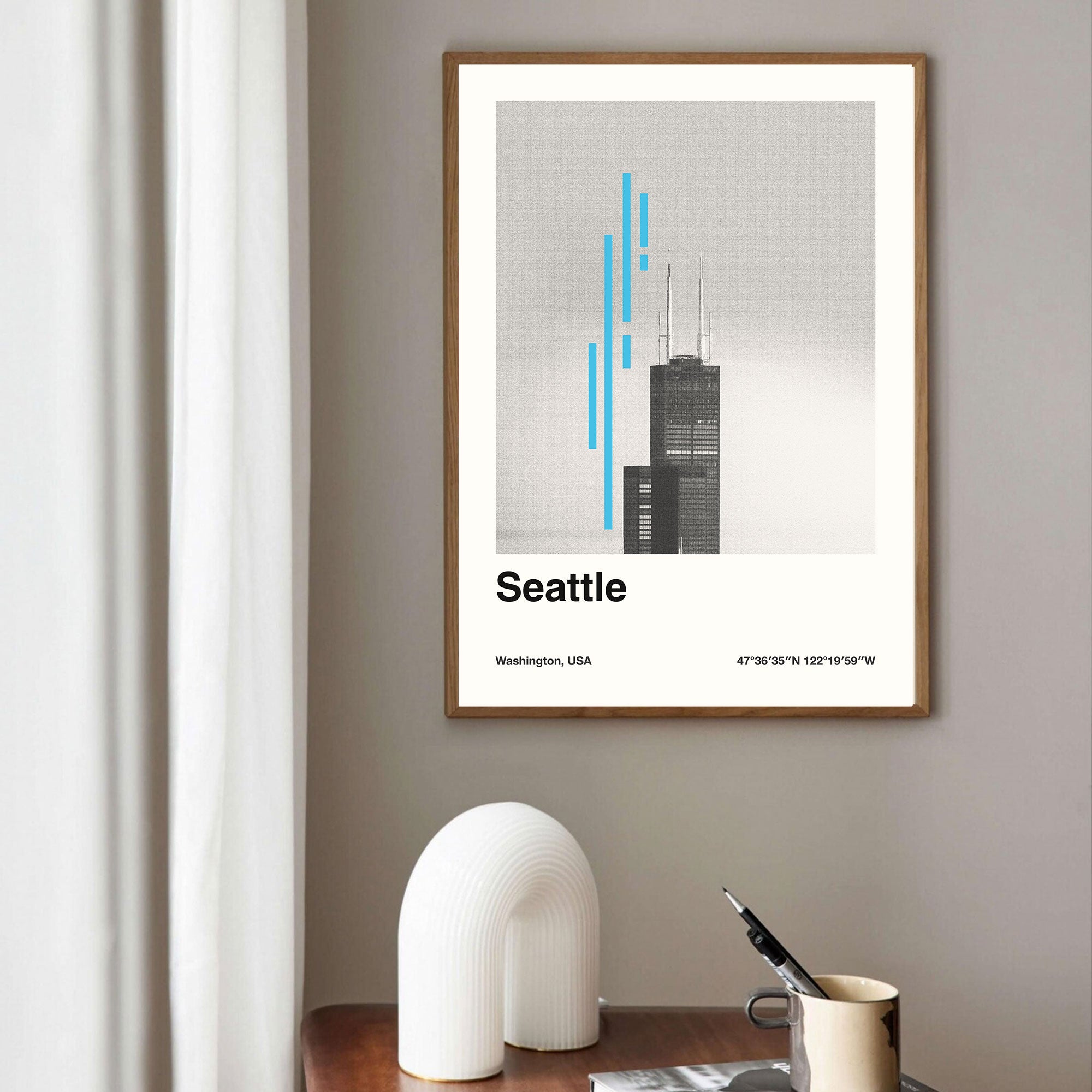 Seattle City Poster Inspired Movie Poster - Mid-Century Wall Art
