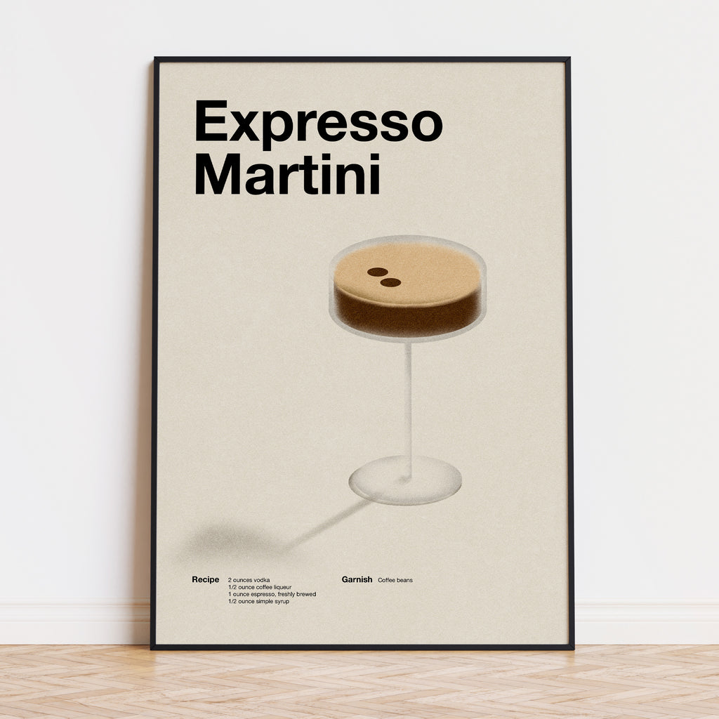 Expresso Martini Cocktail Inspired Movie Poster - Mid-Century Wall Art