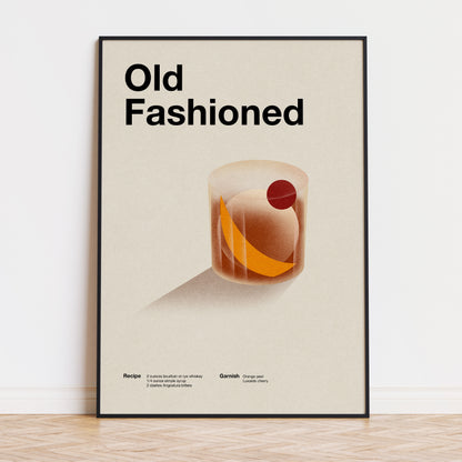 Old Fashioned Cocktail Minimalist Poster - Print Material - bar cart poster, cocktail poster, old fashioned