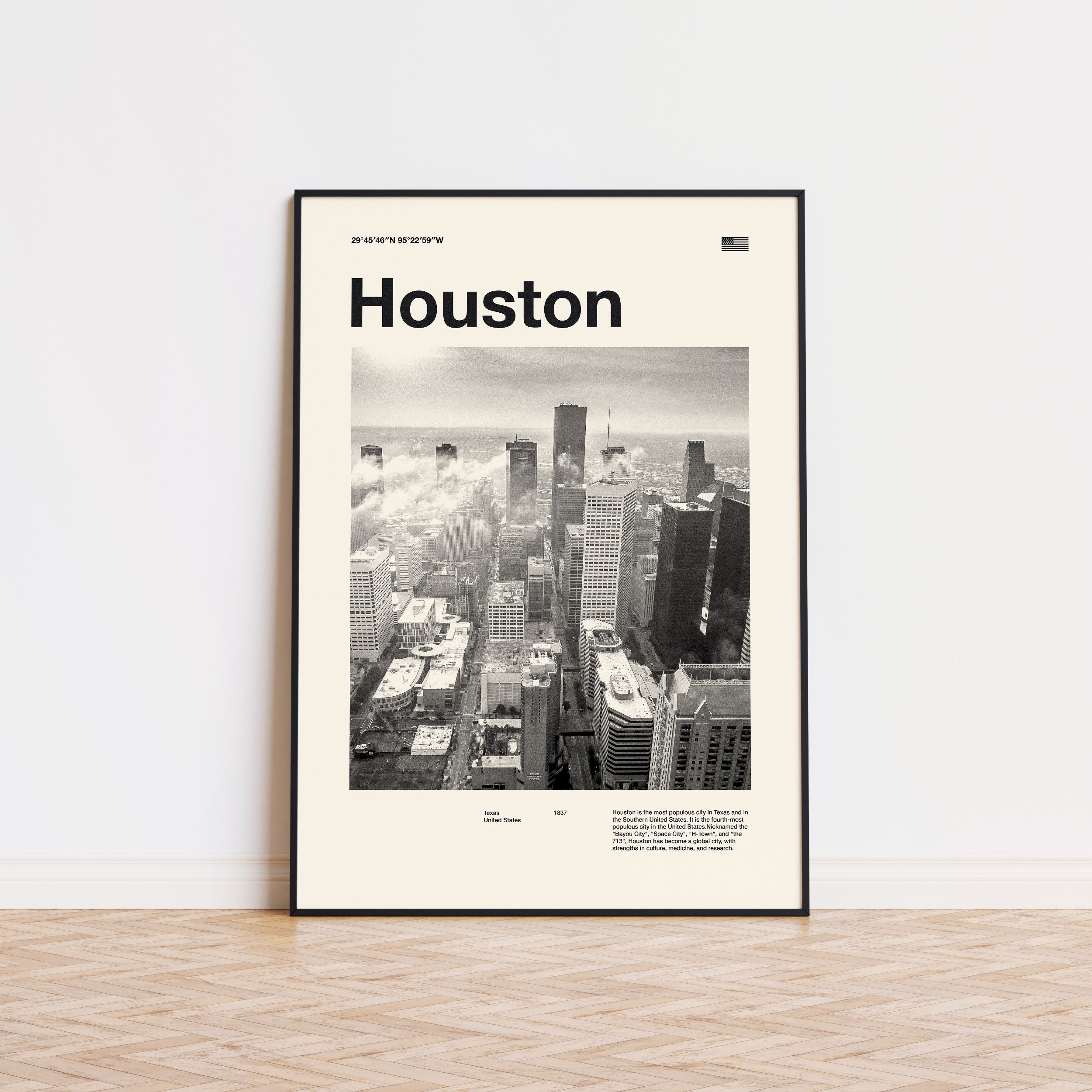Houston City Poster Inspired Movie Poster - Mid-Century Wall Art
