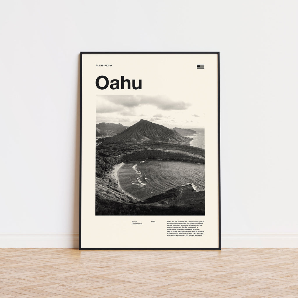 Oahu City Poster Inspired Movie Poster - Mid-Century Wall Art