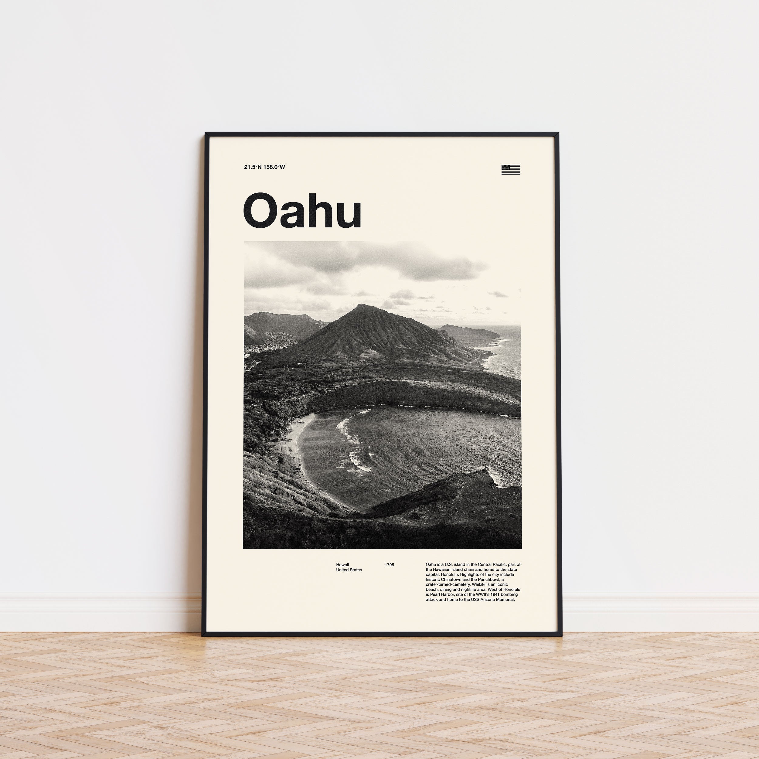 Oahu City Poster Inspired Movie Poster - Mid-Century Wall Art