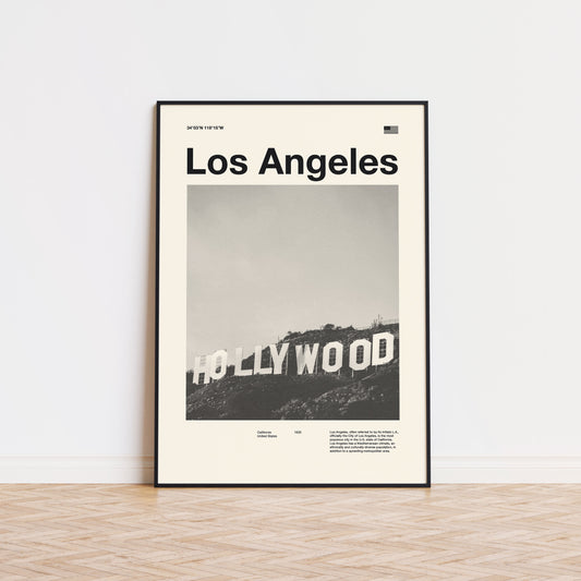 Los Angeles City Art Print | Los Angeles Vintage Poster | Los Angeles Wall Art | Mid Century Poster | Travel Print Art | California
