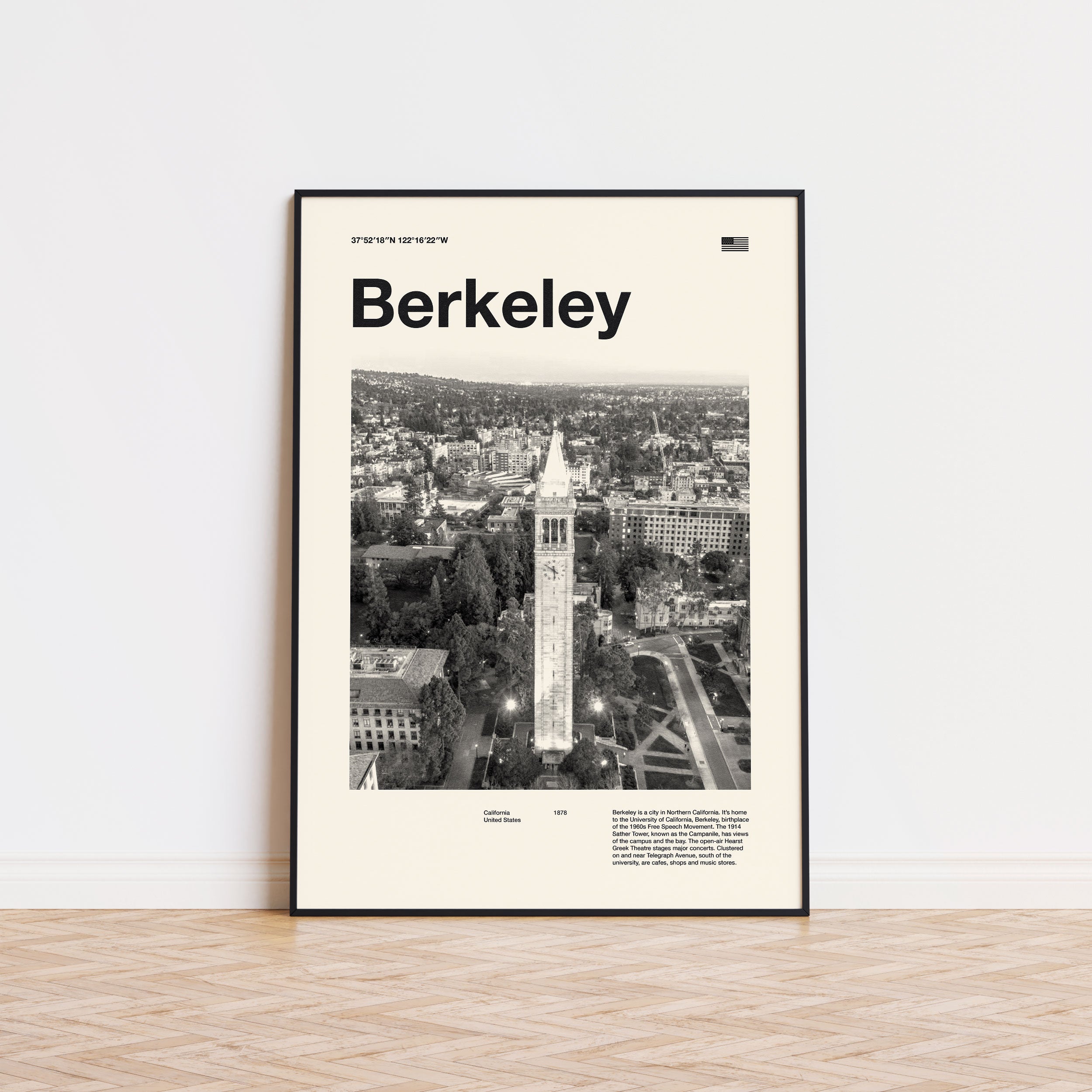 Berkeley City Art Print Inspired Movie Poster - Mid-Century Wall Art