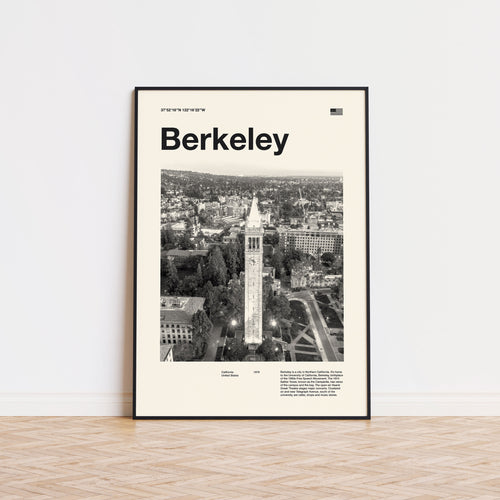Berkeley City Art Print Inspired Movie Poster - Mid-Century Wall Art