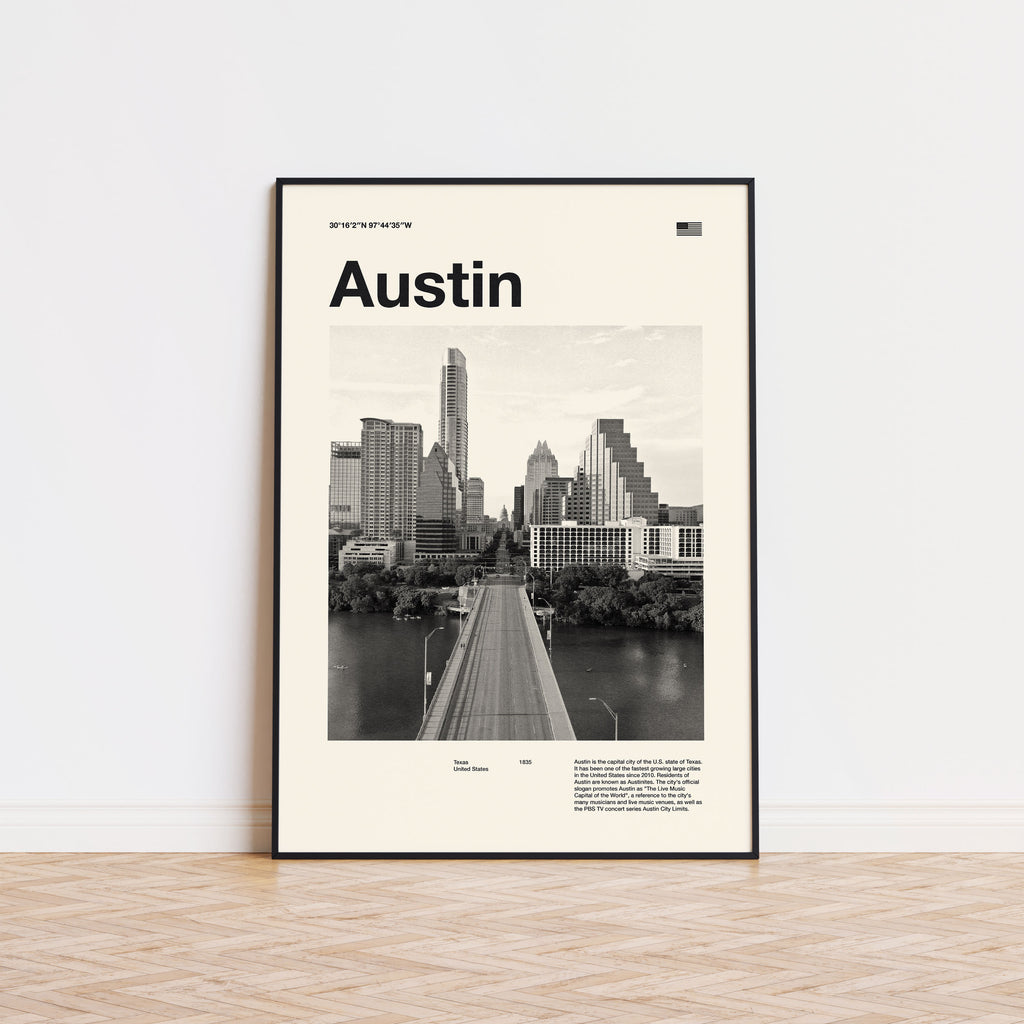 Austin City Poster Inspired Movie Poster - Mid-Century Wall Art