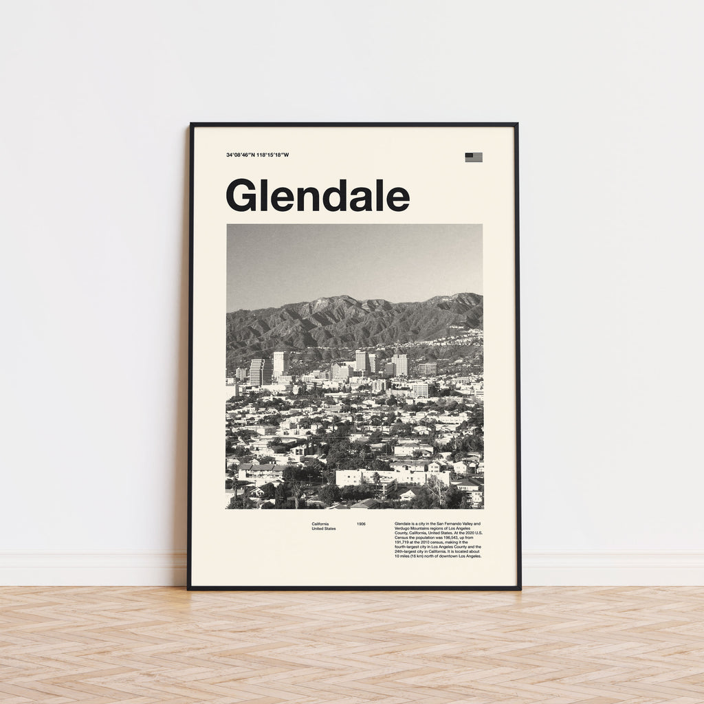 Glendale City Poster Inspired Movie Poster - Mid-Century Wall Art