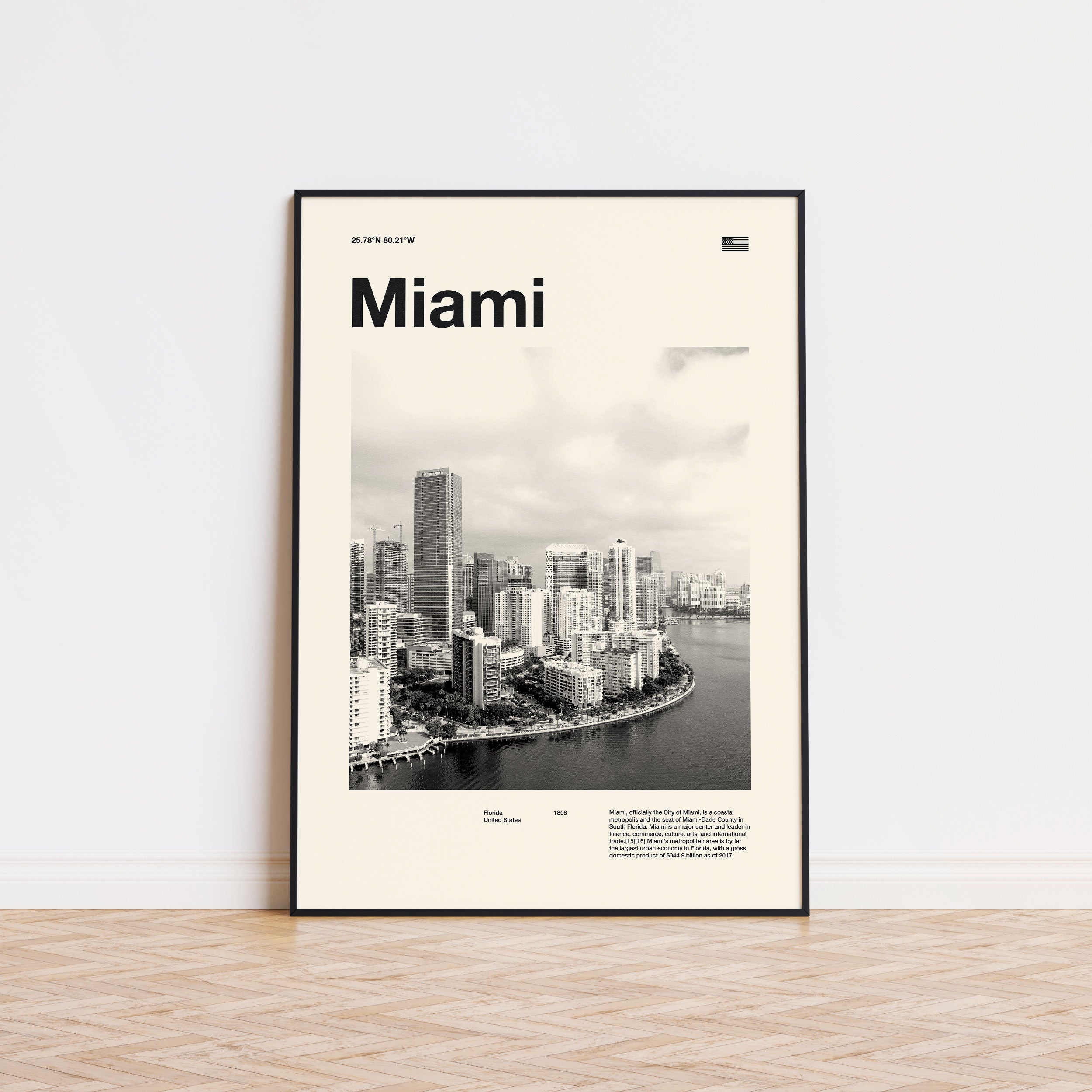 Miami City Poster Inspired Movie Poster - Mid-Century Wall Art