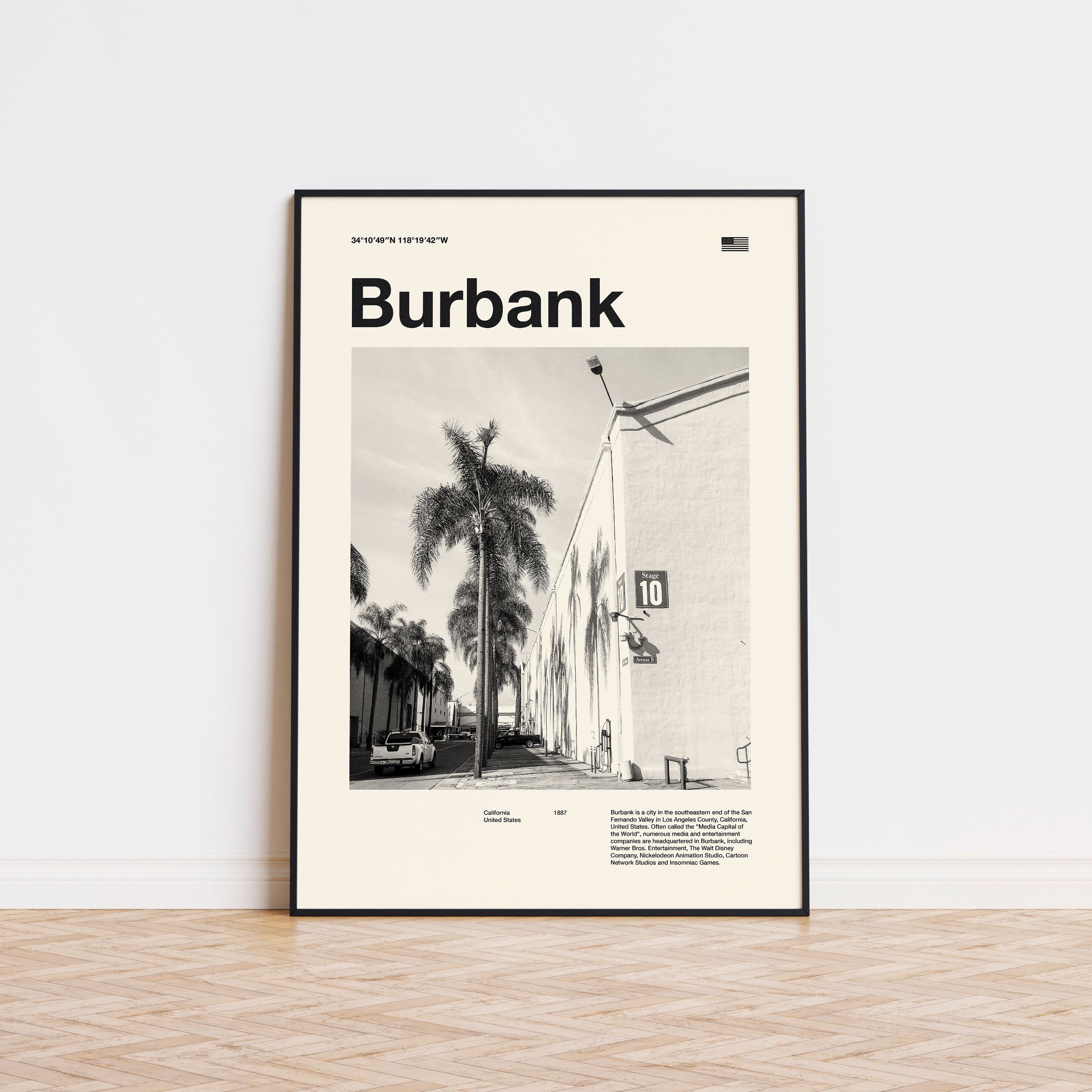 Burbank City Poster Inspired Movie Poster - Mid-Century Wall Art