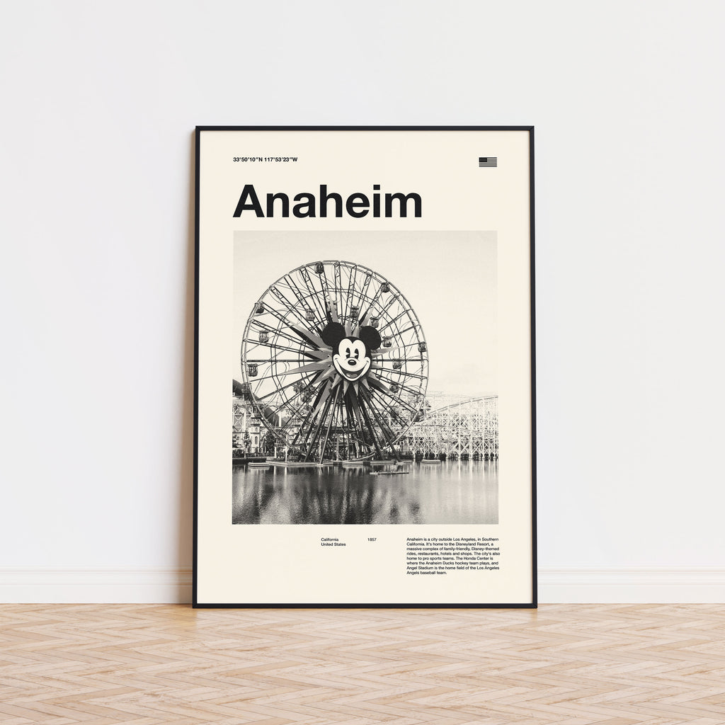 Anaheim City Poster Inspired Movie Poster - Mid-Century Wall Art