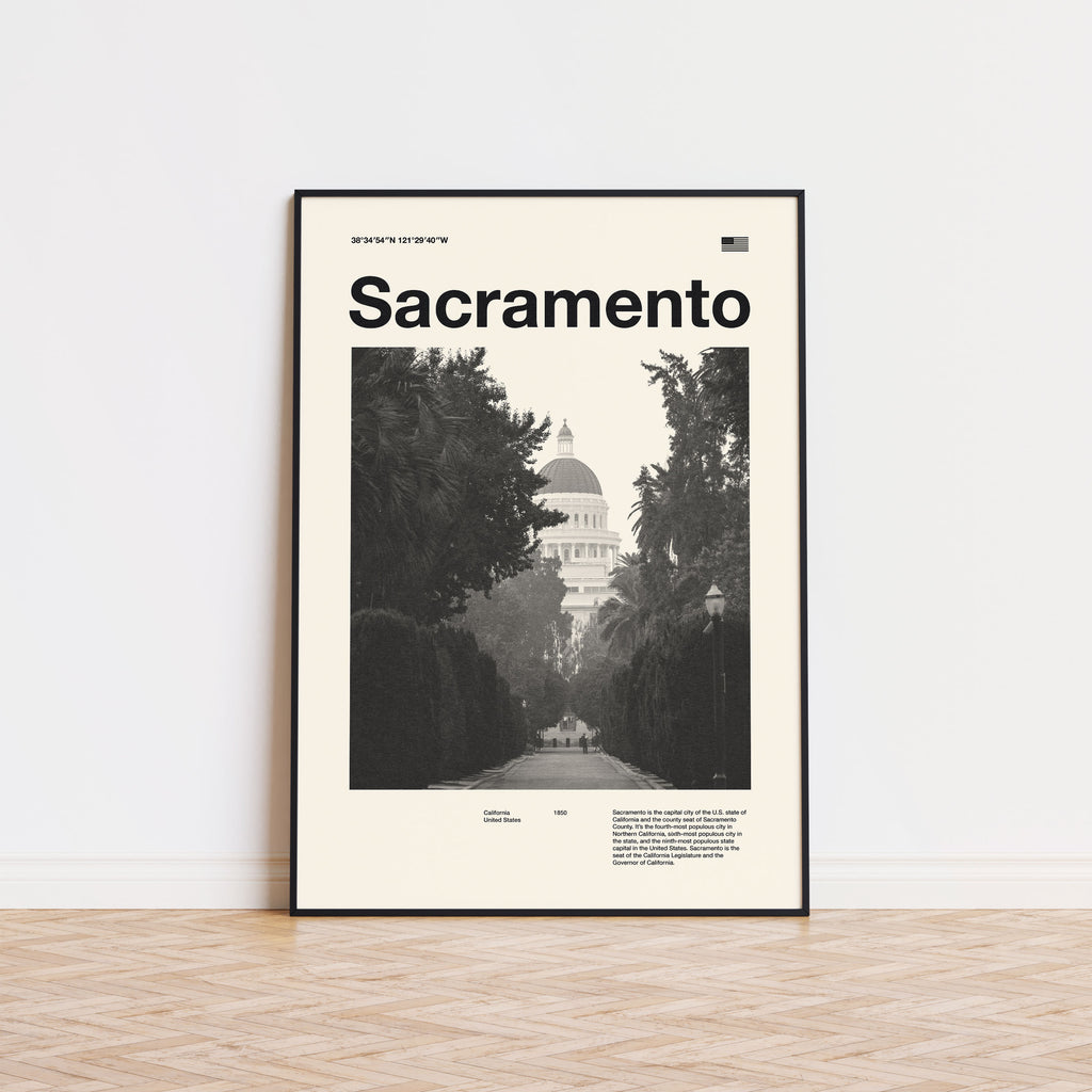Sacramento City Poster Inspired Movie Poster - Mid-Century Wall Art