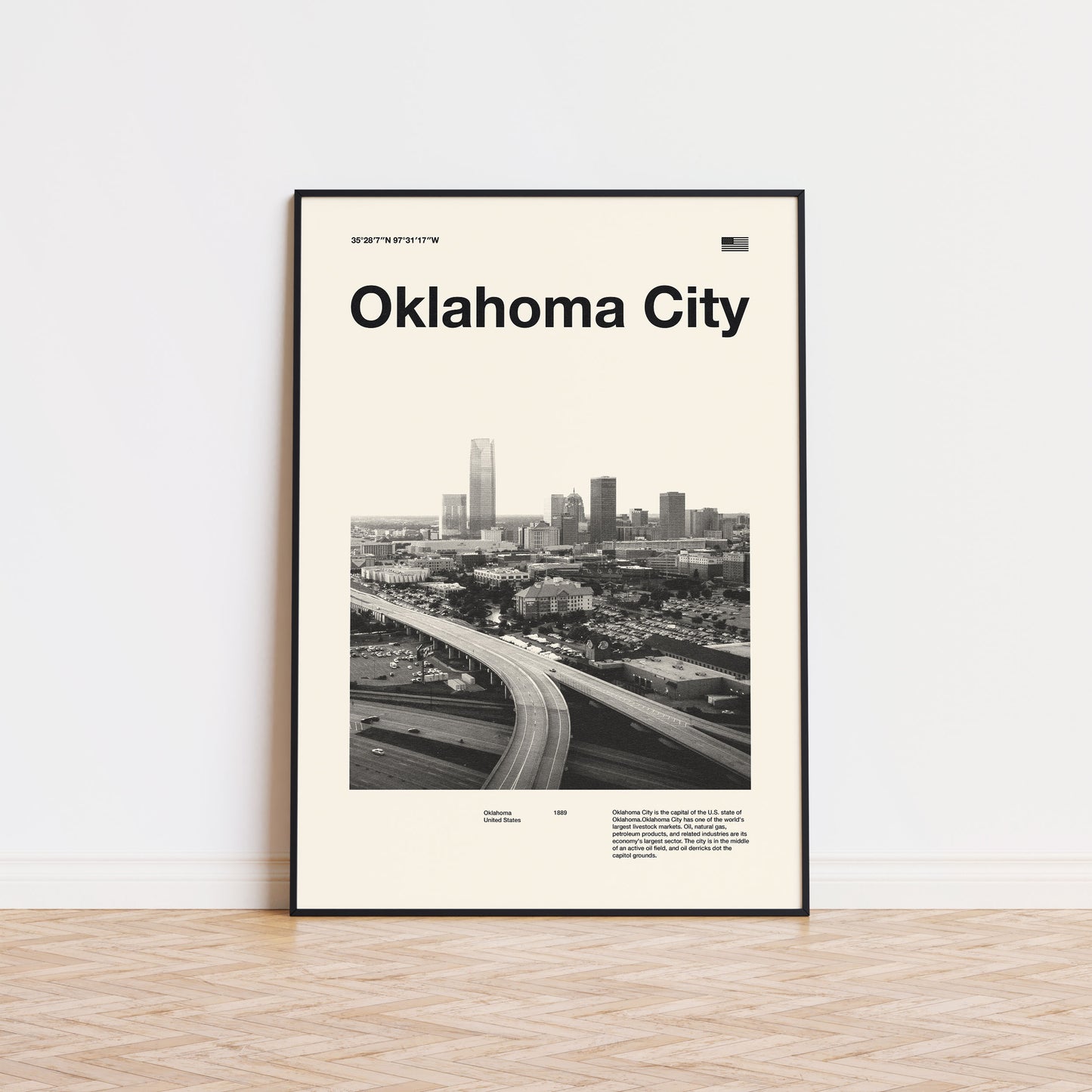 Oklahoma City Print | Oklahoma City Poster | Oklahoma City Wall Art | Mid Century Poster | Travel Print Art | Oklahoma