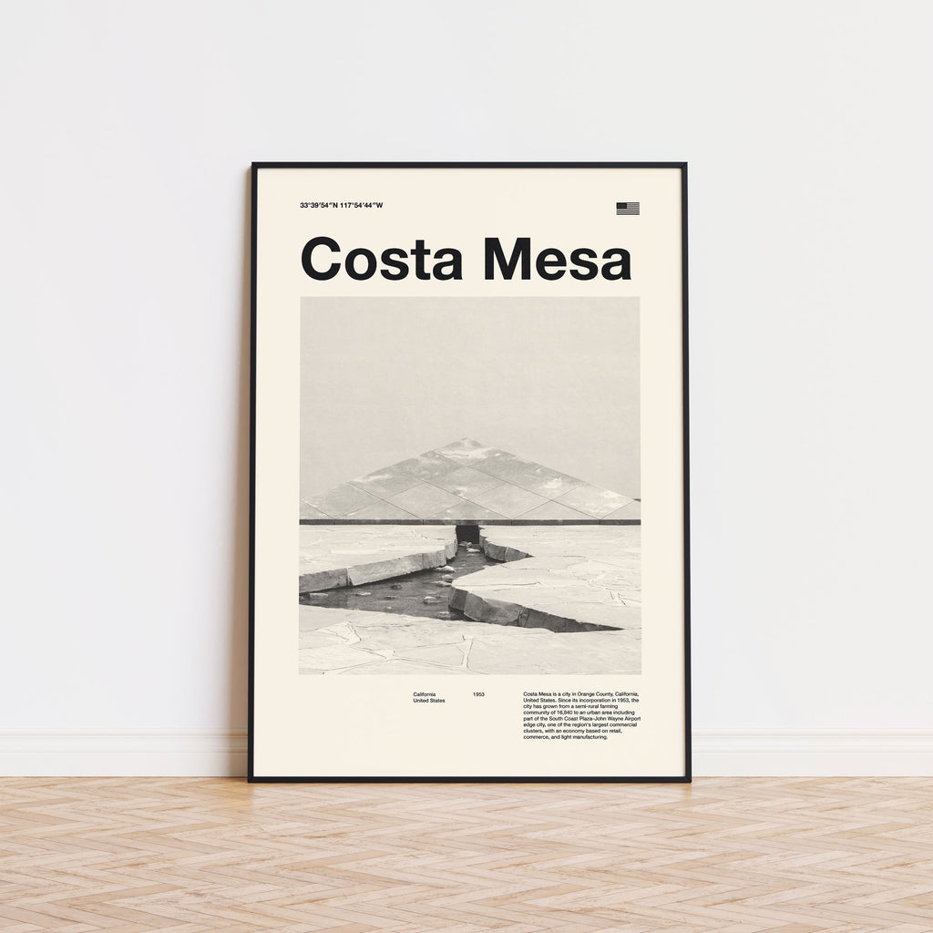 Costa Mesa City Poster Inspired Movie Poster - Mid-Century Wall Art