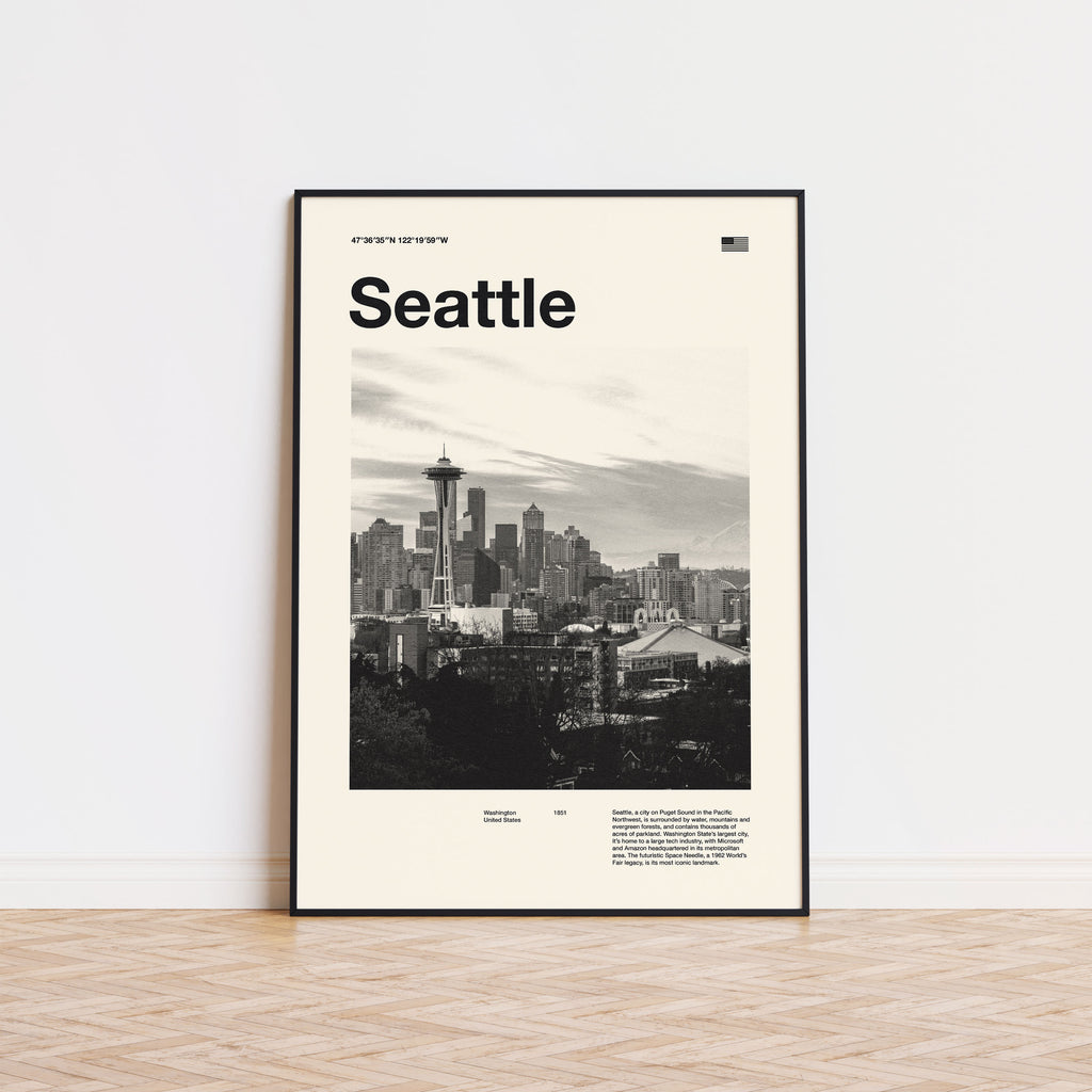 Seattle City Poster Inspired Movie Poster - Mid-Century Wall Art
