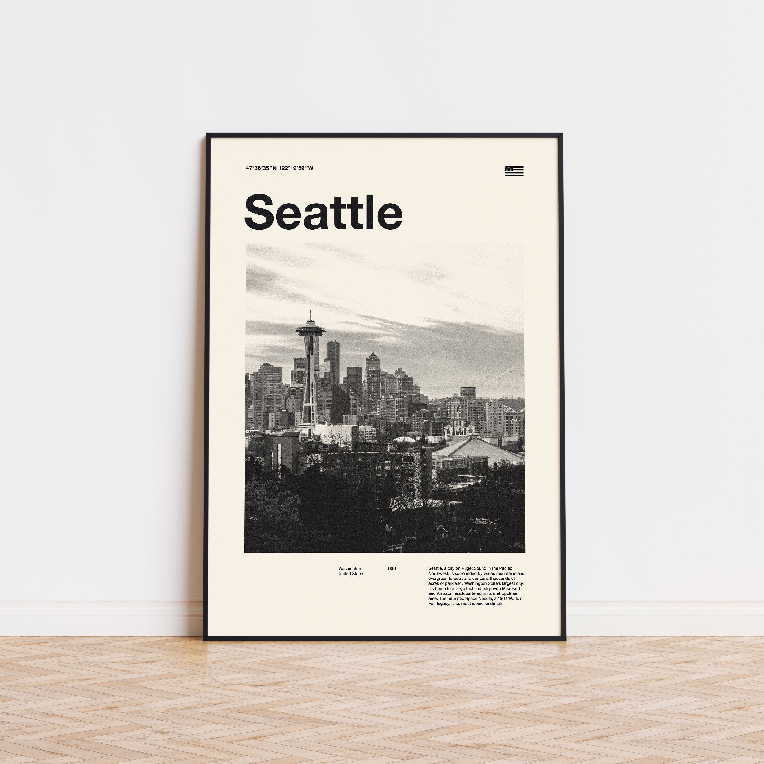 Seattle City Poster Inspired Movie Poster - Mid-Century Wall Art