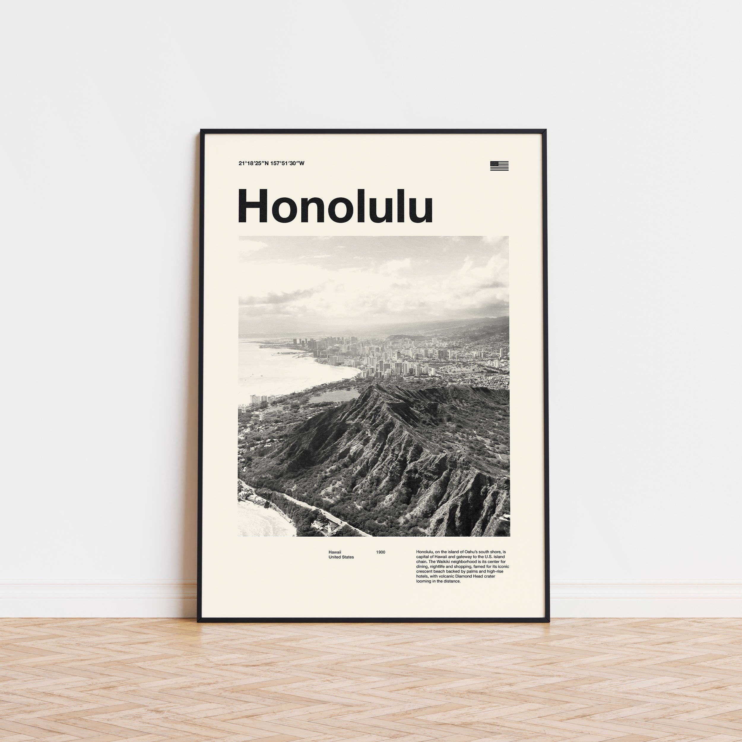 Honolulu City Poster Inspired Movie Poster - Mid-Century Wall Art