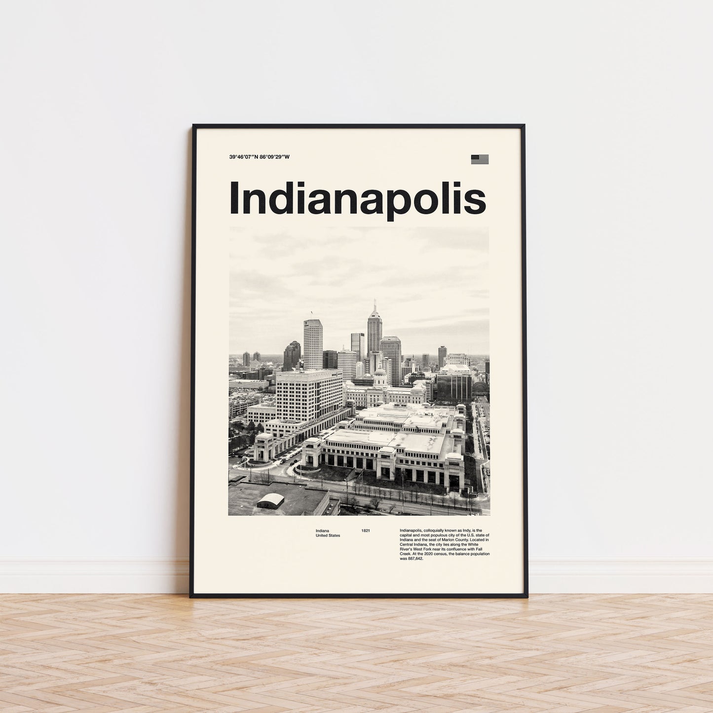 Indianapolis Print | Indianapolis Poster | Indianapolis Wall Art | Mid Century Poster | Travel Print Art | Indiana