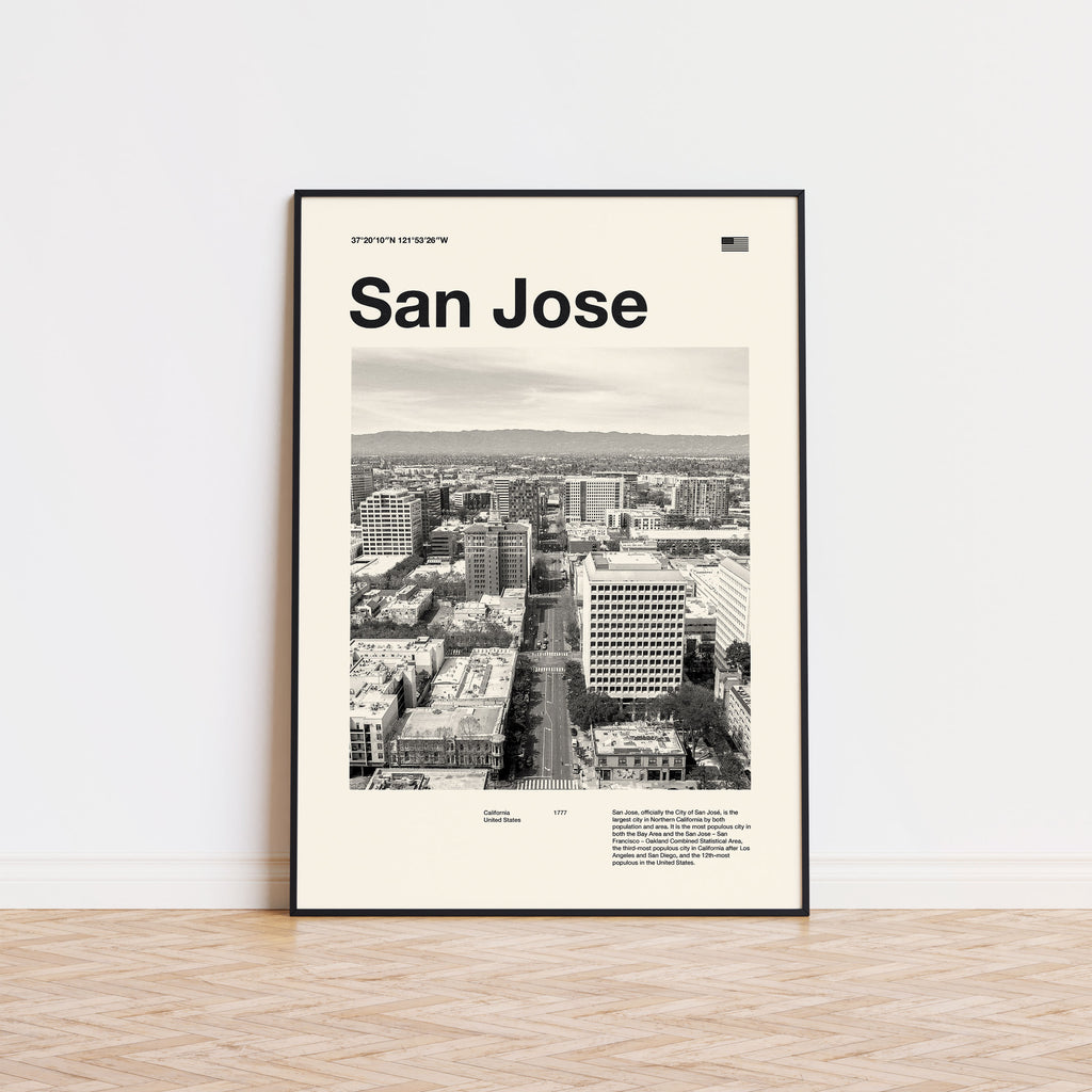 San Jose City Poster Inspired Movie Poster - Mid-Century Wall Art