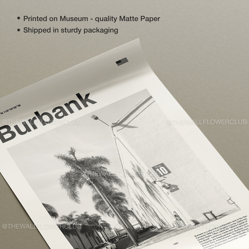 Burbank City Poster Inspired Movie Poster - Mid-Century Wall Art