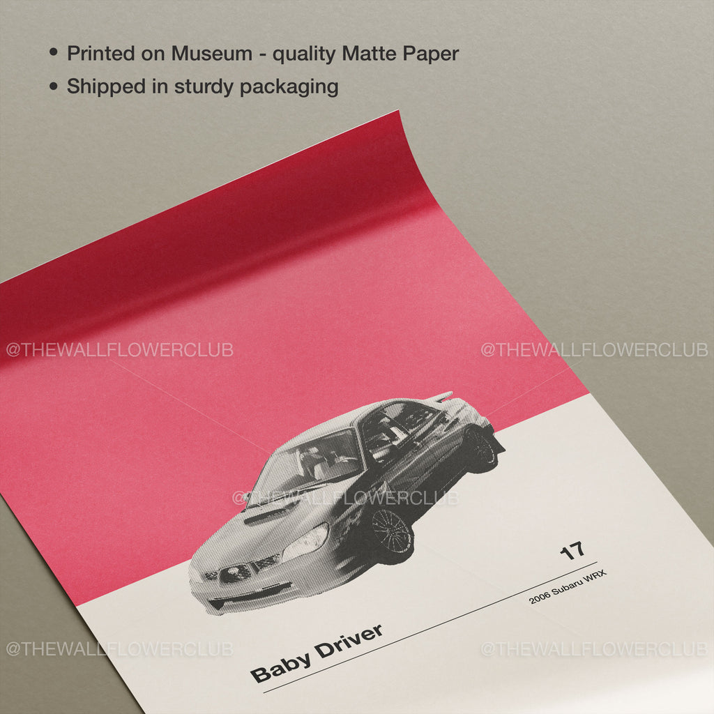Baby Driver Car Poster Inspired Movie Poster - Mid-Century Wall Art