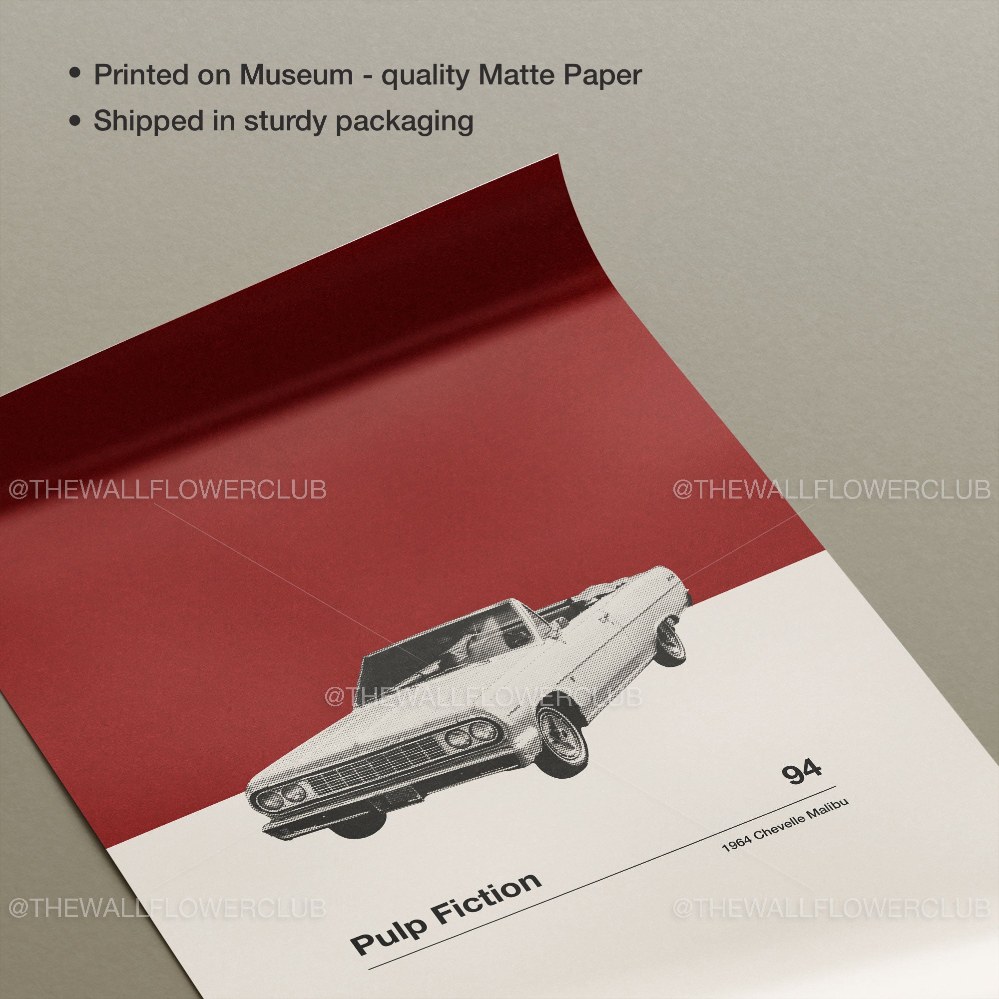 Pulp Fiction Car Poster Inspired Movie Poster - Mid-Century Wall Art