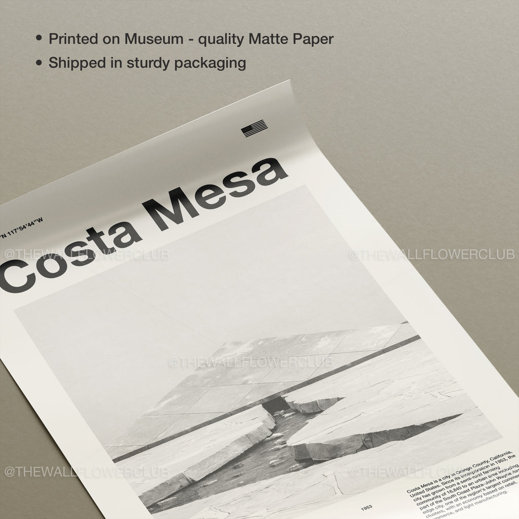 Costa Mesa City Poster Inspired Movie Poster - Mid-Century Wall Art