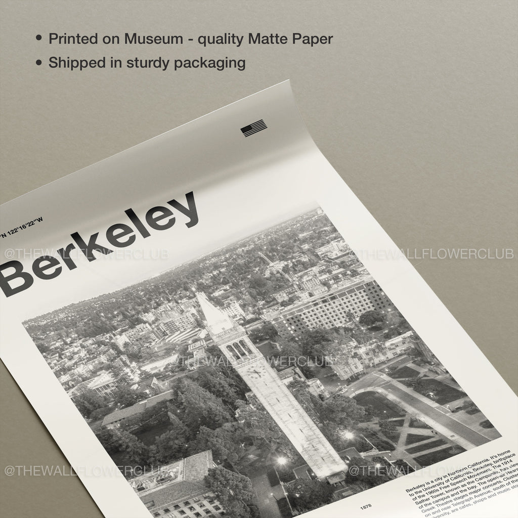 Berkeley City Art Print Inspired Movie Poster - Mid-Century Wall Art