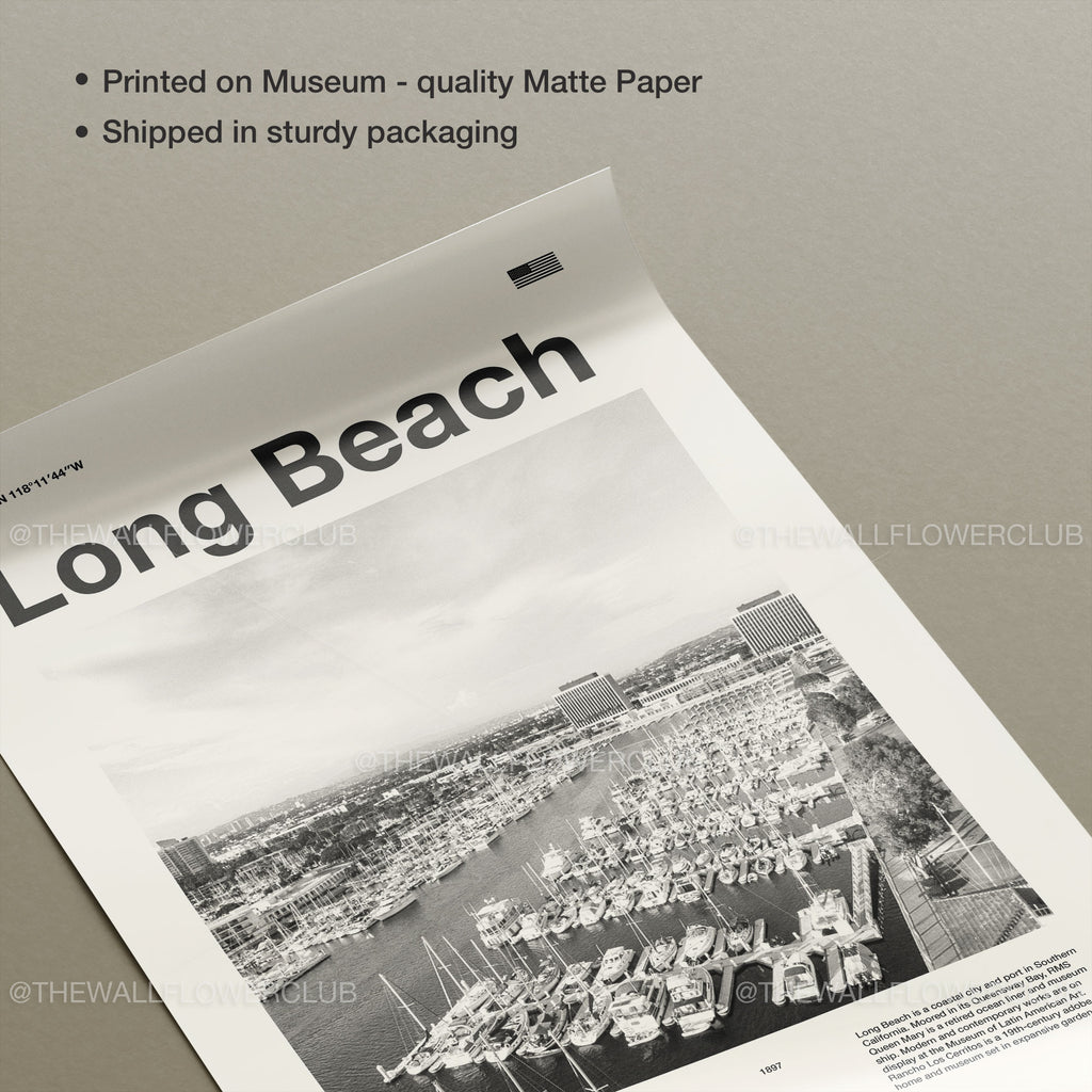 Long Beach City Inspired Movie Poster - Mid-Century Wall Art