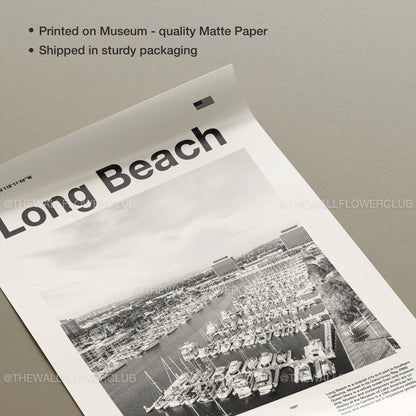 Long Beach City Art Print | Long Beach Poster | Long Beach Wall Art | Mid Century Poster | Travel Print Art | California