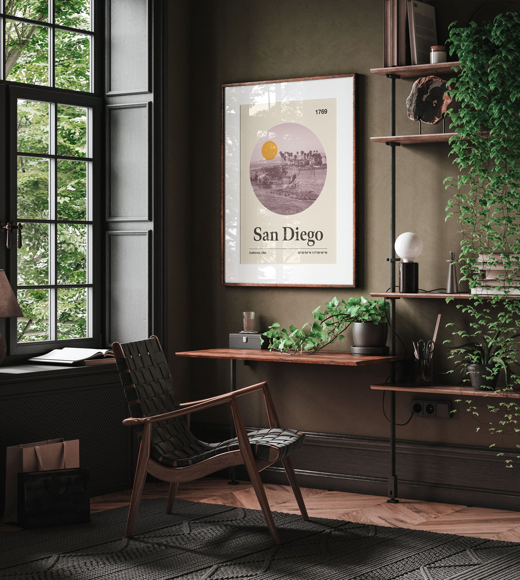 San Diego City Poster Inspired Movie Poster - Mid-Century Wall Art