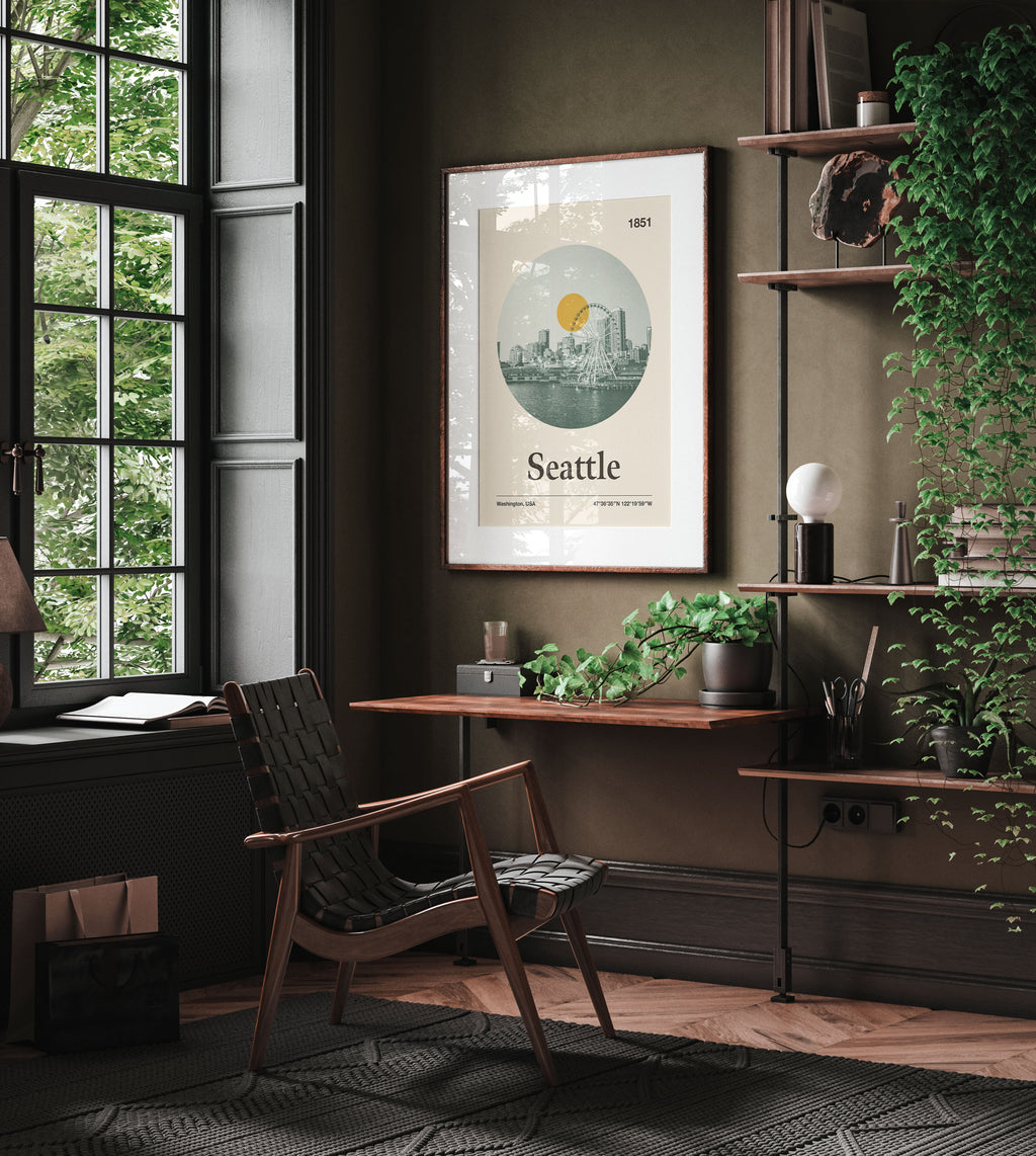 Seattle City Poster Inspired Movie Poster - Mid-Century Wall Art
