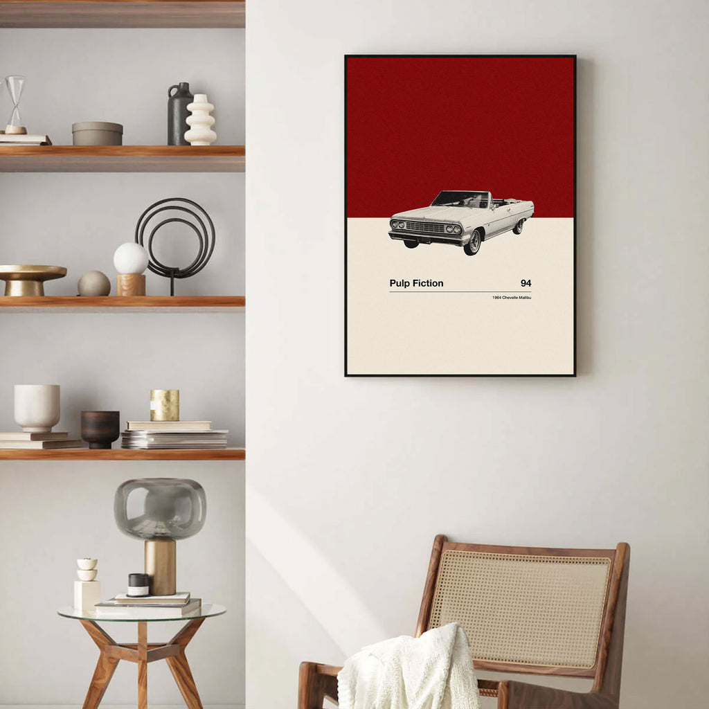Pulp Fiction Car Poster Inspired Movie Poster - Mid-Century Wall Art