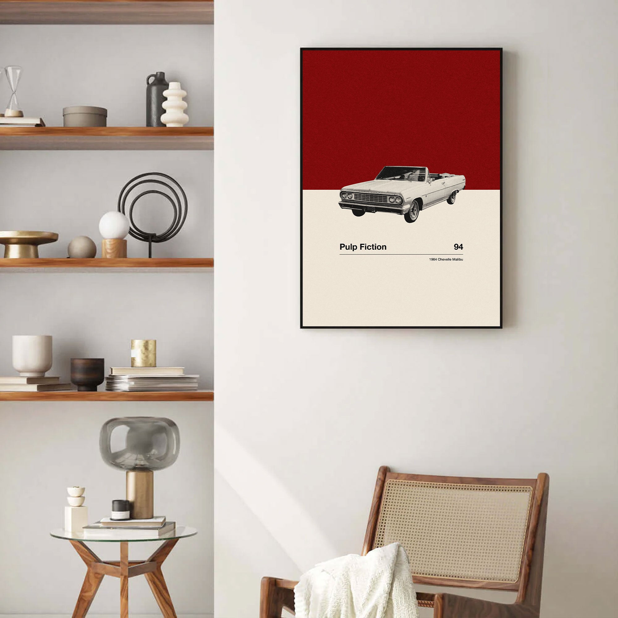 Pulp Fiction Car Poster Inspired Movie Poster - Mid-Century Wall Art