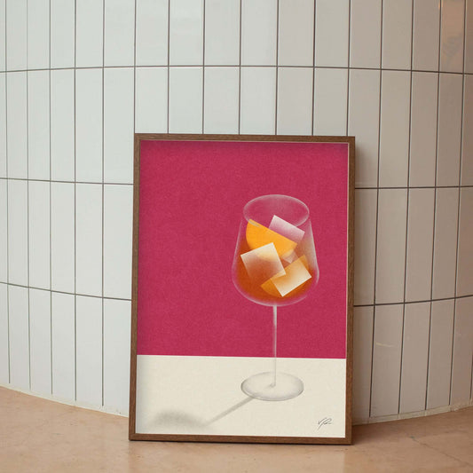 Aperol minimalist poster, drinks poster, mid century modern print art, cocktail wall art, housewarming gift, bar decor, art decor