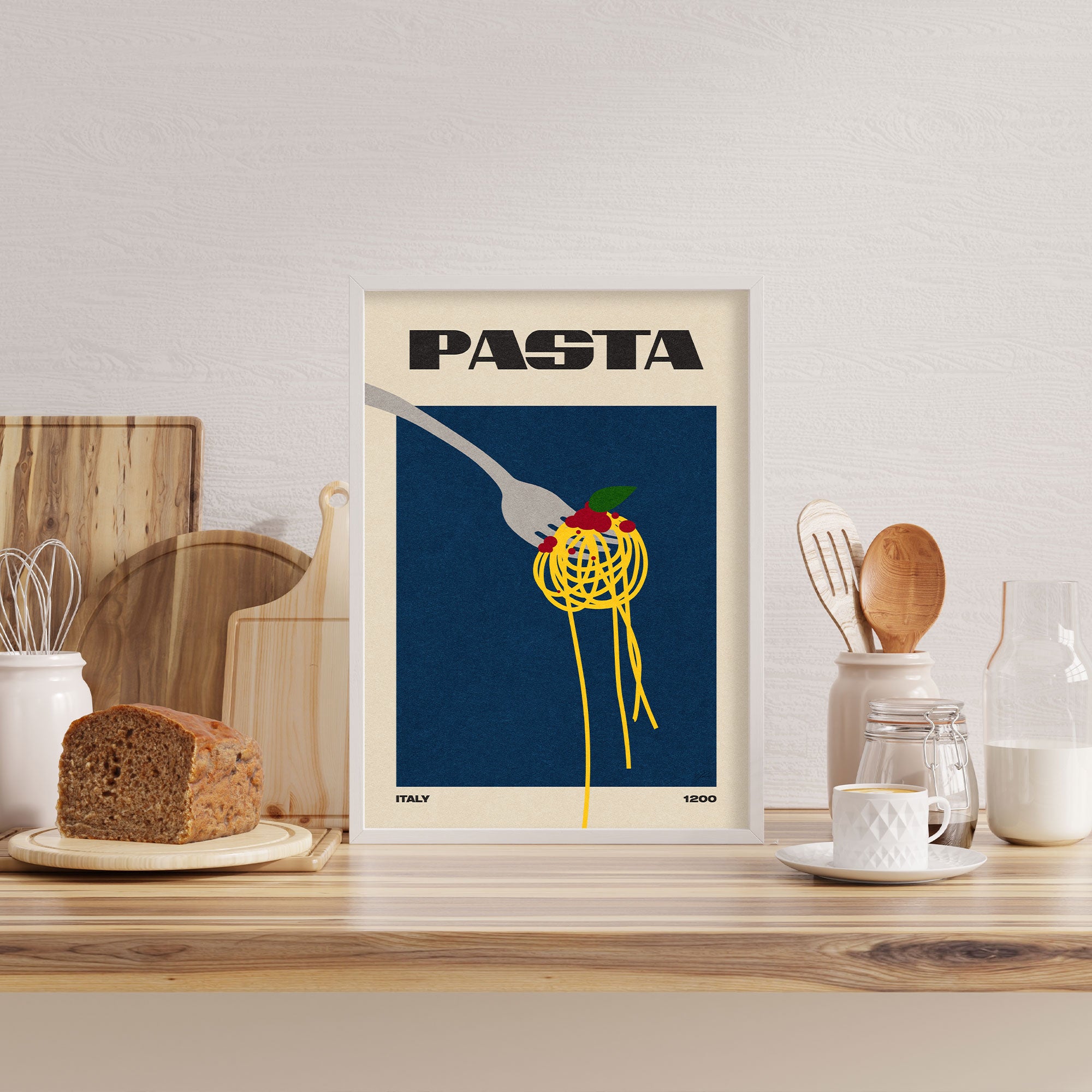 Pasta Food Poster Inspired Movie Poster - Mid-Century Wall Art