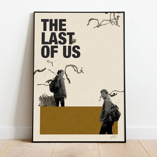 the last of us hbo show poster, mid modern century poster, retro movie print art, vintage movie poster, ellie the last of us poster, joel poster, vintage movie print arts, retro poster, bauhaus
