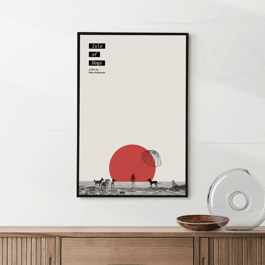 isle of dog movie poster, directed by wes anderson, japandi print art, mid modern century, bauhaus, art decor poster