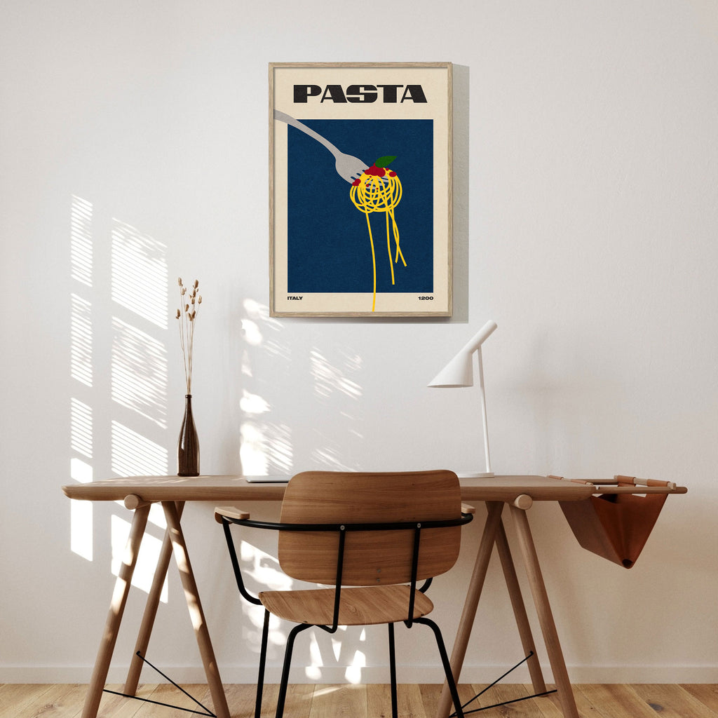 Pasta Food Poster Inspired Movie Poster - Mid-Century Wall Art