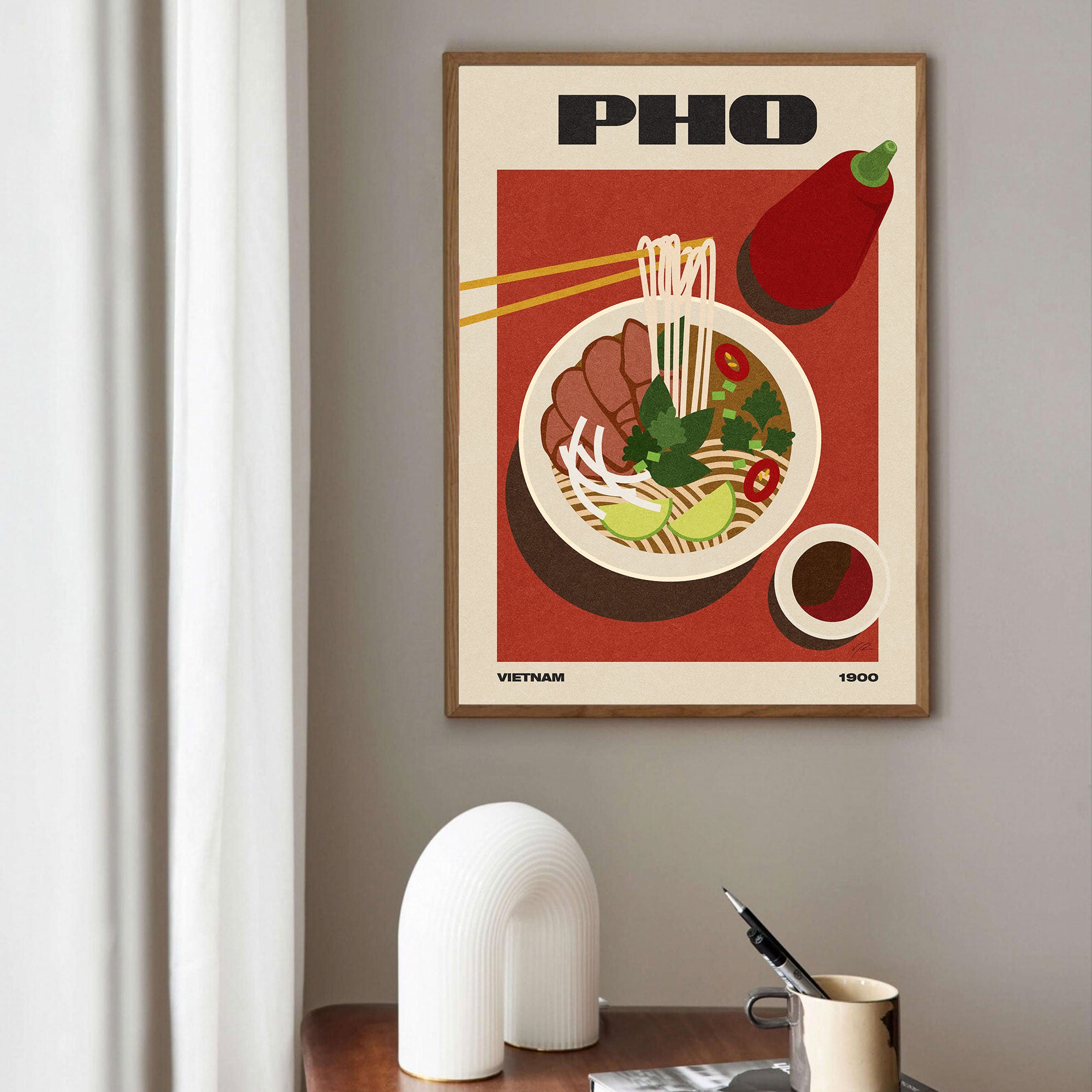 Pho Food Poster Inspired Movie Poster - Mid-Century Wall Art