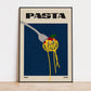food art print, pasta poster, italy, blue, illustration poster, kitchen, wall art, home decor